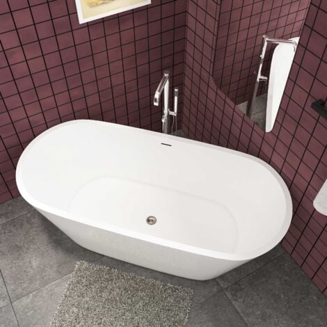 Acezanble White Acrylic Bathtub High Quality 1700 x800mm  Modern Freestanding Double Ended