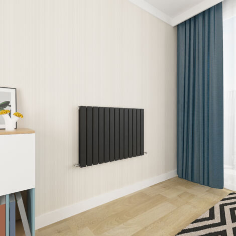 Acezanble Black Flat Panel Radiator 600 x 884mm Double Panel