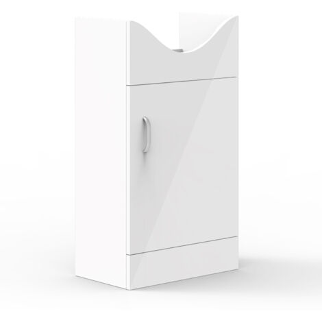 Acezanble Under Sink Bathroom Storage Cabinet High Gloss White Vanity Unit Free Standing Furniture Cupboard with 1 Doors, Shelf and Handles, 435x260x781mm