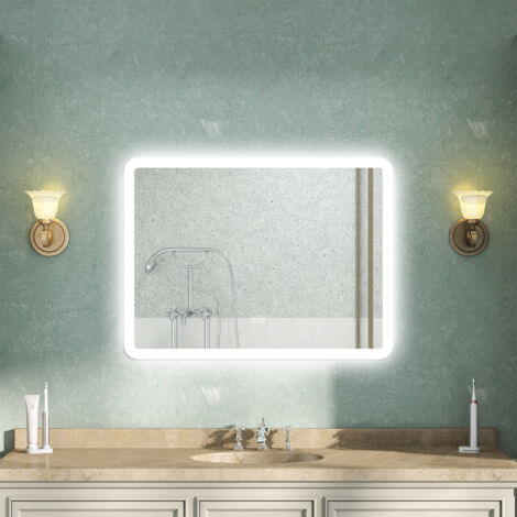 500x700mm Bluetooth Rectangular Three-Color Adjustable LED Bathroom Mirror with Defogging, Razor Socket, Memory Function (1/4)