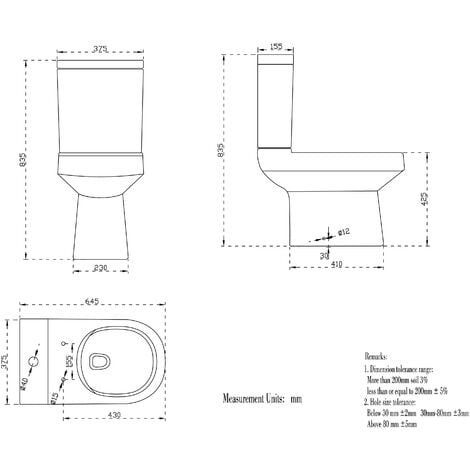Close Coupled Toilet Rimless Soft Close Seat Ceramic Gloss White Bathroom WC Pan