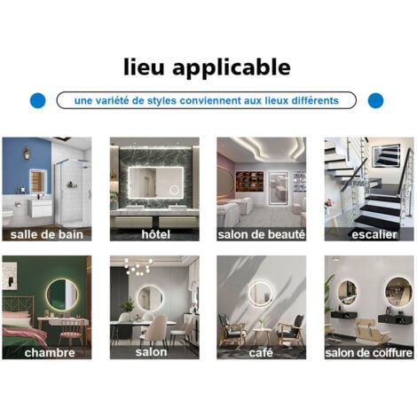 Acezanble 600mm Bluetooth Round Bathroom Mirror With LED Light Illuminated Wall Mounted Vanity Mirror With Demister Anti Fog Large Circle Makeup~p121248081