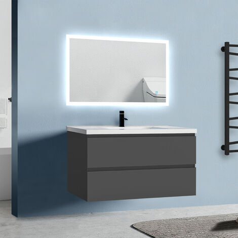 900x700mm Backlit LED Illuminated Bathroom Mirror with LED Lights, Lighted Bathroom Makeup Wall Mounted Mirror with Demister Pad, Sensor Touch Switch, Horizontal/Vertical - Acezanble