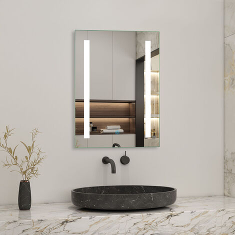 500x700mm LED Bathroom Mirror with Lights Demister Touch Switch 6000K Cool White Illuminated Mirror Wall Mounted - Acezanble