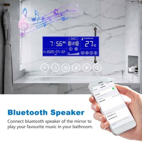 LED Bathroom Mirrors with Bluetooth Speaker Anti Fog 3x Magnifying 6000K Cool White Light + 2700K Warm Lights - 800x600mm