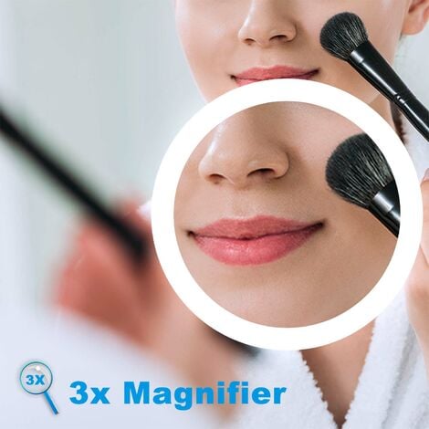 LED Bathroom Mirrors with Bluetooth Speaker Anti Fog 3x Magnifying 6000K Cool White Light + 2700K Warm Lights - 800x600mm