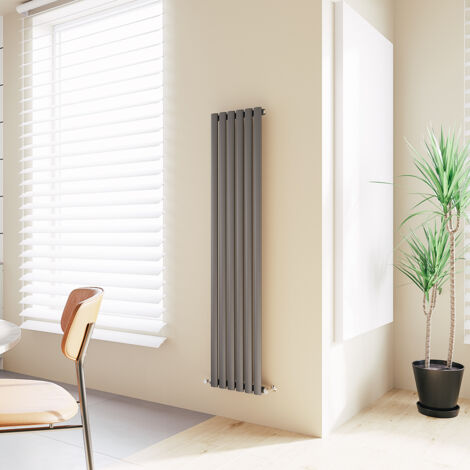 Acezanble Vertical Oval Column Radiator Central Heating Rad 1600x354mm Single Anthracite