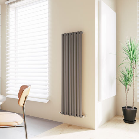 Sorrento Midnight Black Vertical Oval Designer Radiator 1600x472mm Double Panel 4468 BTU - Better Bathrooms - View #13