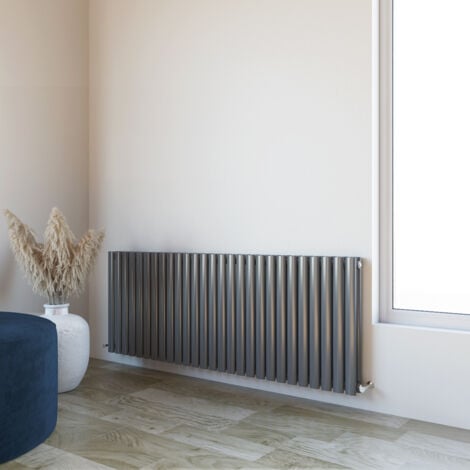Acezanble Horizontal Oval Column Radiator Central Heating Rad 600x1593mm Double Anthracite