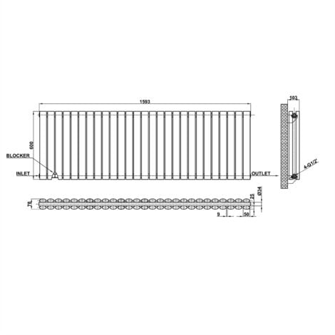 Acezanble Horizontal Oval Column Radiator Central Heating Rad 600x1593mm Double Anthracite