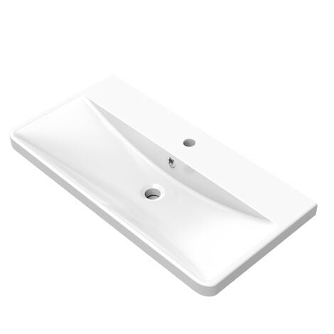 Acezanble 800mm Bathroom Vanity Unit Sink Wall Mounted Cabine 2 Drawers Gloss White