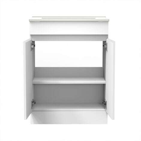 Acezanble Bathroom Vanity Unit & Basin Sink 600mm Floor Standing Door White