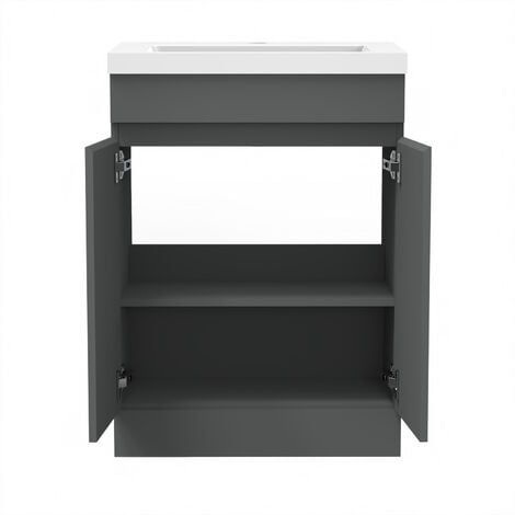 Acezanble Bathroom Vanity Unit & Basin Sink 600mm Floor Standing Door Grey