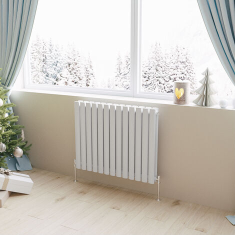 Acezanble Horizontal Oval Column Radiator Central Heating Rad 600x767mm Double White