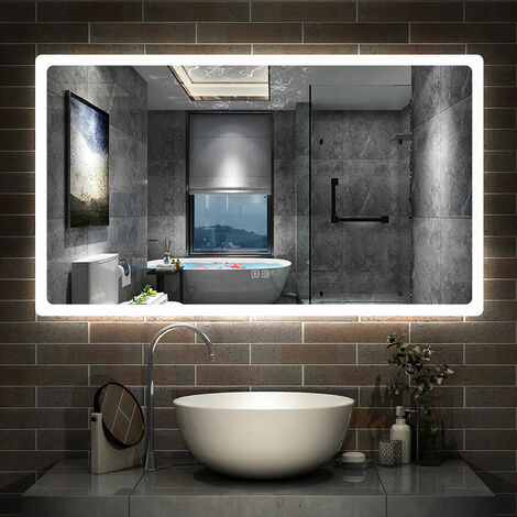 Acezanble LED Bathroom Wall Mirrors with Bluetooth, Adjustable Colors, Anti-Fog, 6500K Cool White Light + 4600K Warm White Light + 2700K Warm Light 120x70cm
