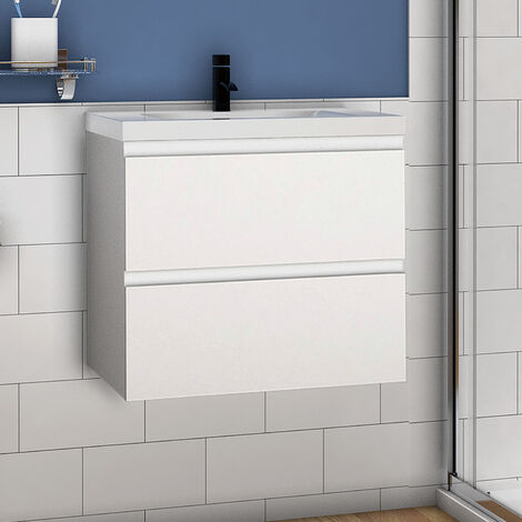 Acezanble 600 mm Bathroom Vanity Unit and Sink Wall Hung White
