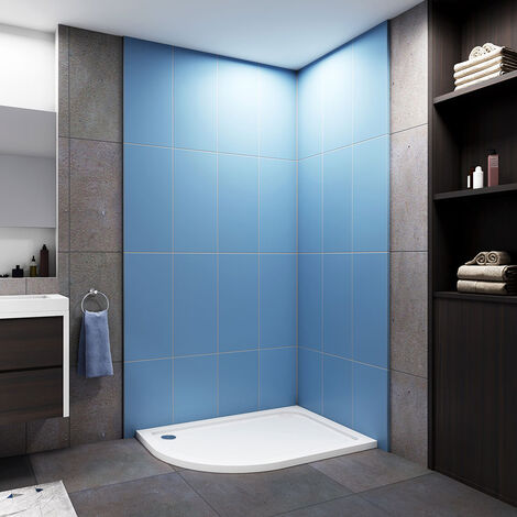 Acezanble 1200x800x30mm Offset Quadrant Walk in Shower Enclosure Stone Tray Left Side