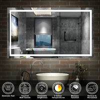 Acezanble Bathroom LED Mirror 800 x 600 mm Dimmable Illuminated Backlit Bathroom Mirror with Demister Pad, Adjustable Brightness, Horizontal/Vertical