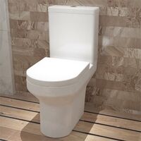Close Coupled Toilet Soft Close Seat Ceramic Gloss White Bathroom WC Pan - White