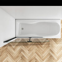 Acezanble Matt Black Aluminum 2 Folding Hinge Bath Shower Screen Door Panel 900x1400mm
