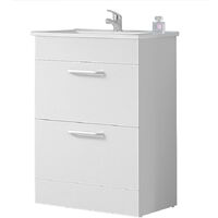 Acezanble 580 (L) x380 (W) x824 (H) mm white floor cabinet, bathroom cabinet with basin, 2 drawers