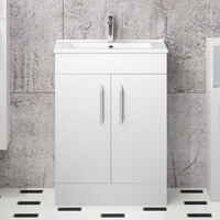 Acezanble 580 (L) x380 (W) x824 (H) mm white floor cabinet, bathroom cabinet with basin, 2 doors
