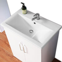 Acezanble 600mm Bathroom Vanity Unit with Basin Cabinet Storage Sink White Floor Cabinet with 2 Doors