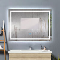 Acezanble 100x60cm anti-fog bathroom mirror, horizontal or vertical LED mirror, touch switch