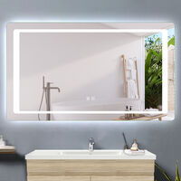 Acezanble 120x70cm anti-fog bathroom mirror, horizontal or vertical LED mirror, double touch switch