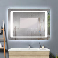 Acezanble 120 x 70 cm bathroom mirror with anti-fog, horizontal or vertical LED mirror, touch switch