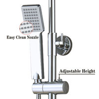 Acezanble Bathroom Thermostatic Mixer Shower Set Square Chrome Twin Head Exposed Valve Independent Water Divider