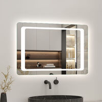 800x600mm Bathroom Mirror With Lights, Horizontal Sensor Switch LED Illuminated Bath Vanity Wall-Mounted Mirrors - Acezanble