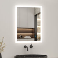 500x700mm Backlit LED Illuminated Bathroom Mirror with LED Lights, Lighted Bathroom Makeup Wall Mounted Mirror with Demister Pad, Sensor Touch Switch, Horizontal/Vertical - Acezanble