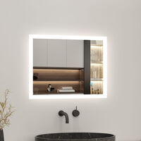 600x500mm Backlit LED Illuminated Bathroom Mirror with LED Lights, Lighted Bathroom Makeup Wall Mounted Mirror with Demister Pad, Sensor Touch Switch, Horizontal/Vertical - Acezanble