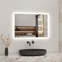 1200x700mm Backlit LED Illuminated Bathroom Mirror with LED Lights, Lighted Bathroom Makeup Wall Mounted Mirror with Demister Pad, Sensor Touch Switch, Horizontal/Vertical - Acezanble