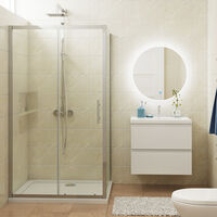 600x600mm Decorative Round Bathroom Mirrors with LED Lights,Touch Sensor,Cool White Light Wall Mounted,IP44-1.5cm