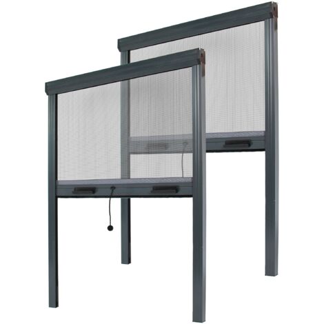 Angebot Insektenschutzrollos 2er Set B 1500 mm x H 1600 mm - Aluminium - Anthrazitgrau RAL 7016 - zuschneidbar
