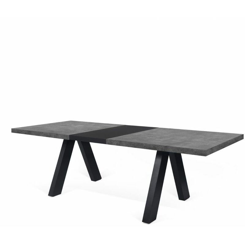 Table à manger extensible 200-250 cm décor béton et noir - APEX