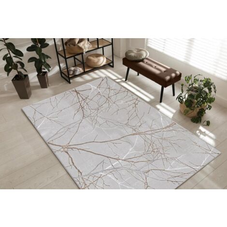the carpet Mila moderner Teppich Wohnzimmer, elegant glänzender Kurzflor, Grau, 140 x 200 cm (1/5)