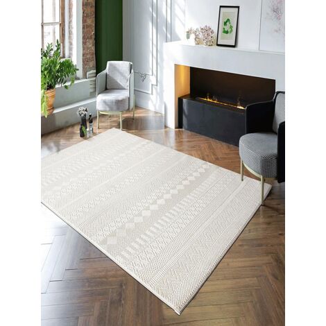 the carpet Lima Designer Teppich, weich, waschbar, Flor aus 100% recyceltem Polyester, Creme, 120 x 170 cm