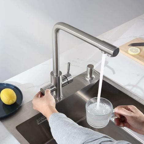 CECIPA Rubinetti da cucina, rubinetto monocomando rotante a 360°, rubinetto  da cucina in acciaio inox, miscelatore per lavello da cucina