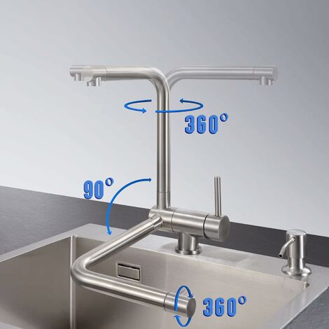 CECIPA Robinet Cuisine Rabattable, Mitigeur Cuisine Inox, Robinet Pliable Moderne, Robinetterie Cuisine Sous Fenêtre, Robinet Evier Rotatif 360°, Acier Inoxydable Brossé