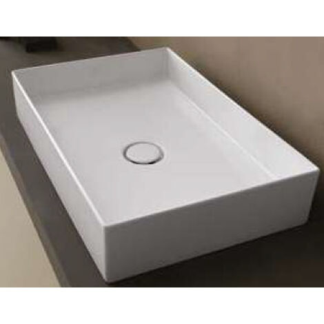 Lavabo da appoggio tondo in ceramica bianco lucido serie Infinity