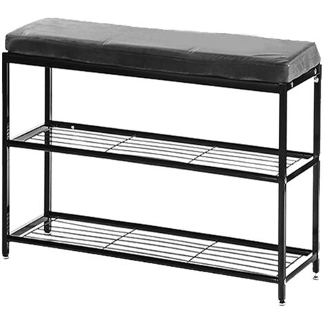 Banc De Rangement à Chaussures Avec Siège Rembourré, Banc D'entrée à 2 Niveaux Pour Salon/chambre/couloir/foyer – Banc De Rangement Pour Chaussures