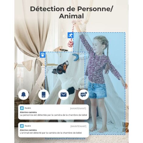 Reolink 3MP Caméra Surveillance 2,4GHz WiFi Interieur, Pan & Tilt, Moniteur sans fil pour Bébé Vision Nocturne, Détection de Mouvement, Audio Bidirectionnel
