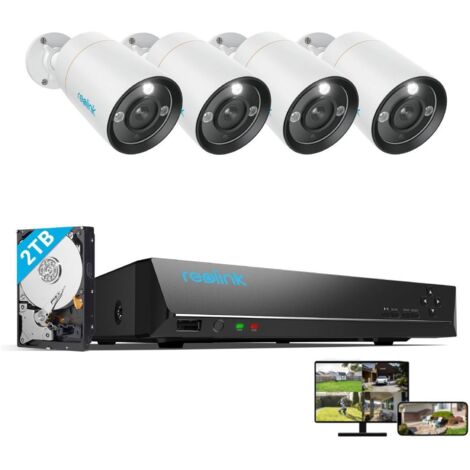 Reolink – Kit vidéo surveillance 12MP PoE avec 8 caméras bullet – Vision nocturne couleur 30m – Détection intelligente personnes/véhicules – NVR 2To