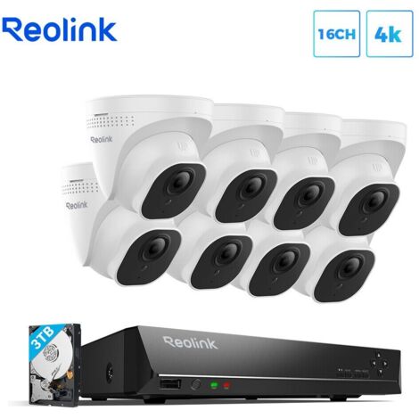 Kit De Surveillance Reolink 4K 16CH - 8 Caméras IP PoE 8MP, NVR 4To, Détection Personne/véhicule, Vision Nocturne 30m