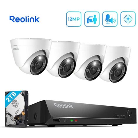Reolink Kit Vidéo Surveillance avec 6K 12MP 4X Dôme Caméra IP PoE et 8CH 2To NVR, Détection Personne/Véhicule, Vision Nocturne 30m