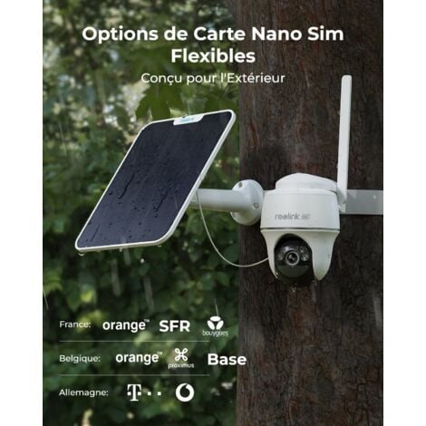 4G LTE Caméra Surveillance Extérieure Solaire avec Carte SIM Détection  Humaine