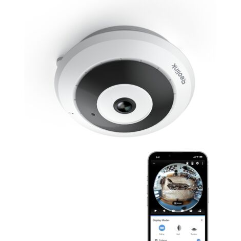 Reolink – Caméra de surveillance fisheye 6MP 360° – WiFi 2.4/5GHz – Détection intelligente – Audio bidirectionnel – Vision nocturne IR – Stockage local (1/5)